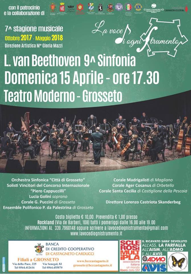 Orchestra Città di Grosseto e 5 cori in 9° Sinfonia di Beethoven